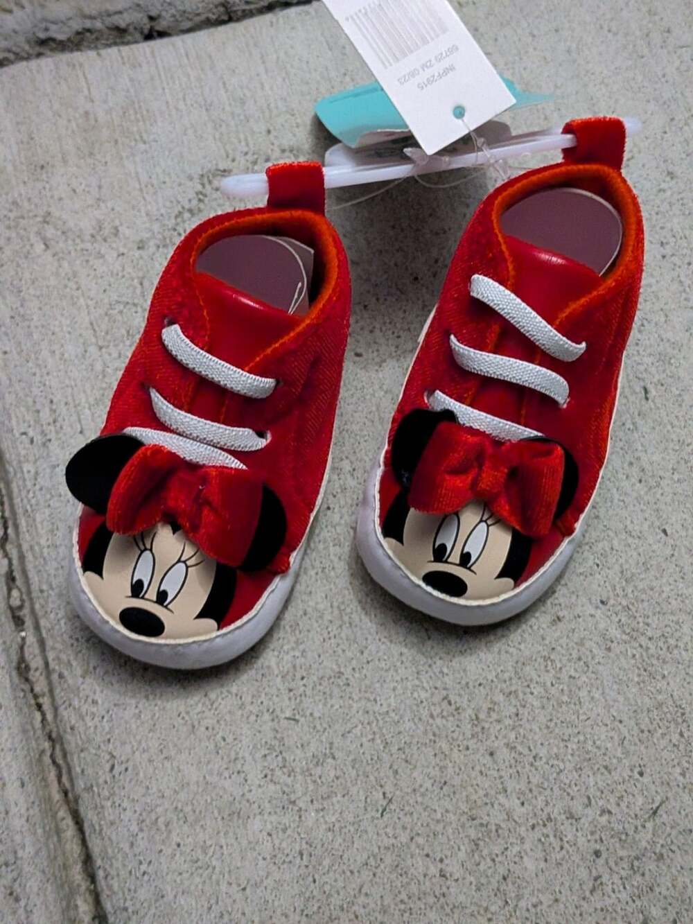 Disney Minnie Mouse Infant Red Velour Crib Shoes with Bow
